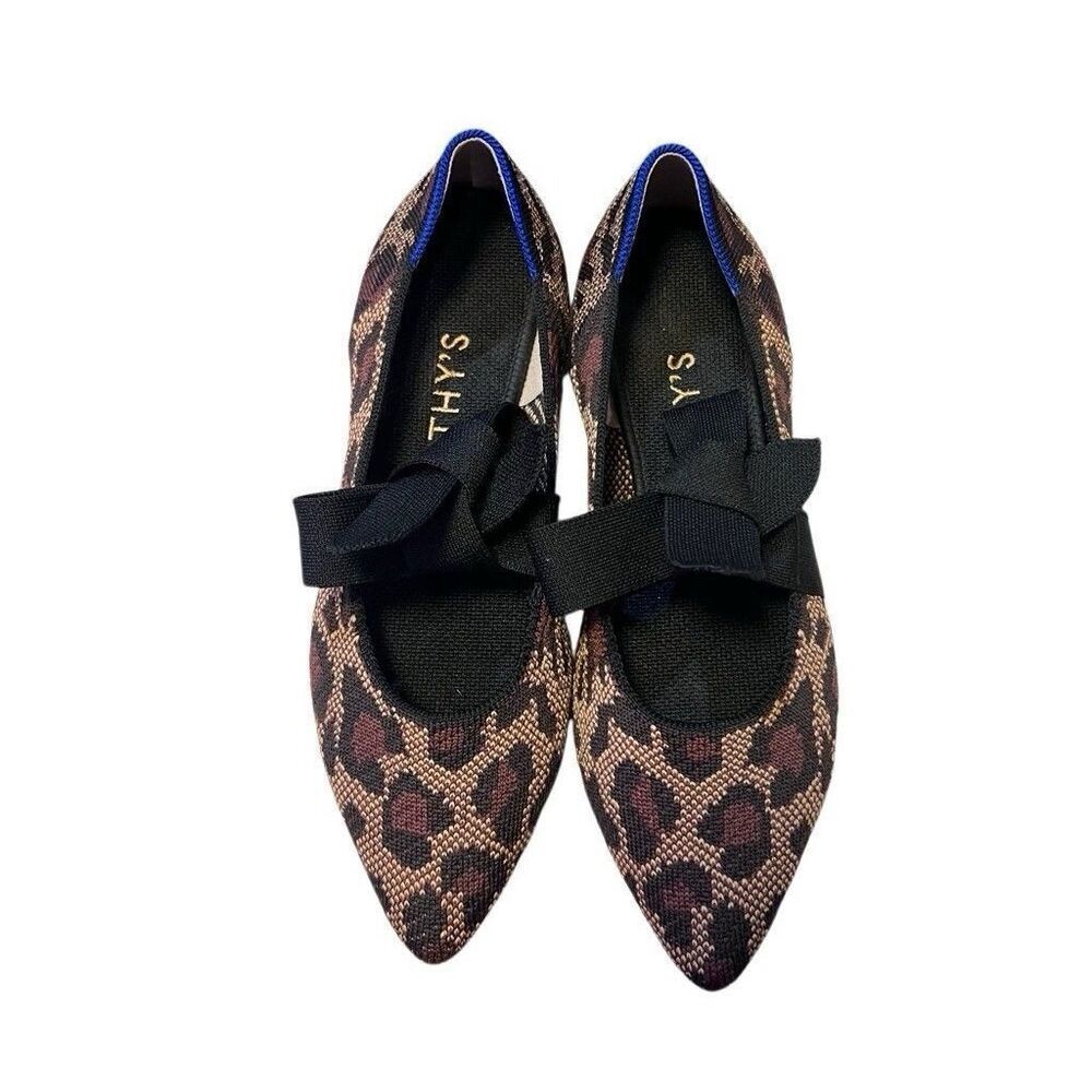 Rothy's Leopard Print Flats with Black Bow